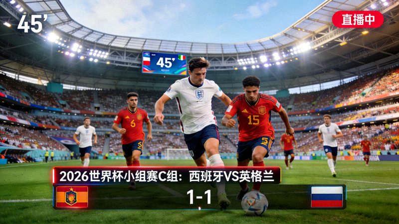2026世界杯小组赛C组：西班牙对阵英格兰直播画面